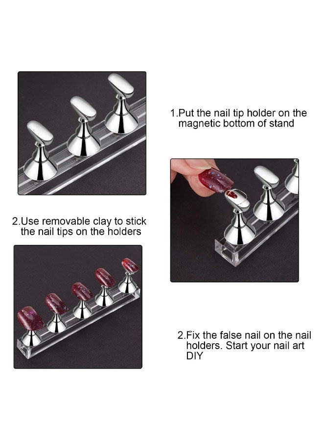 4 Sets Nail Stand for Painting, Sliver Acrylic Nail Holder for Painting Nails, Press on Stand for Beginners, DIY Painting Use, Home  Supplies - Image 3